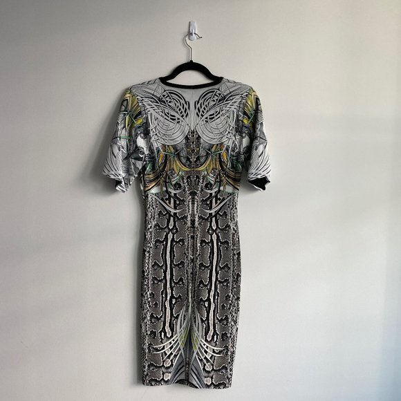 ROBERTO CAVALLI Snake Animal Print White Bodycon Dress - Picture 6 of 7